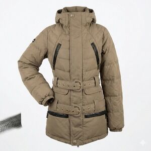 B by Burton Womens Small Puffer Jacket DRYRIDE Winter Coat Khaki